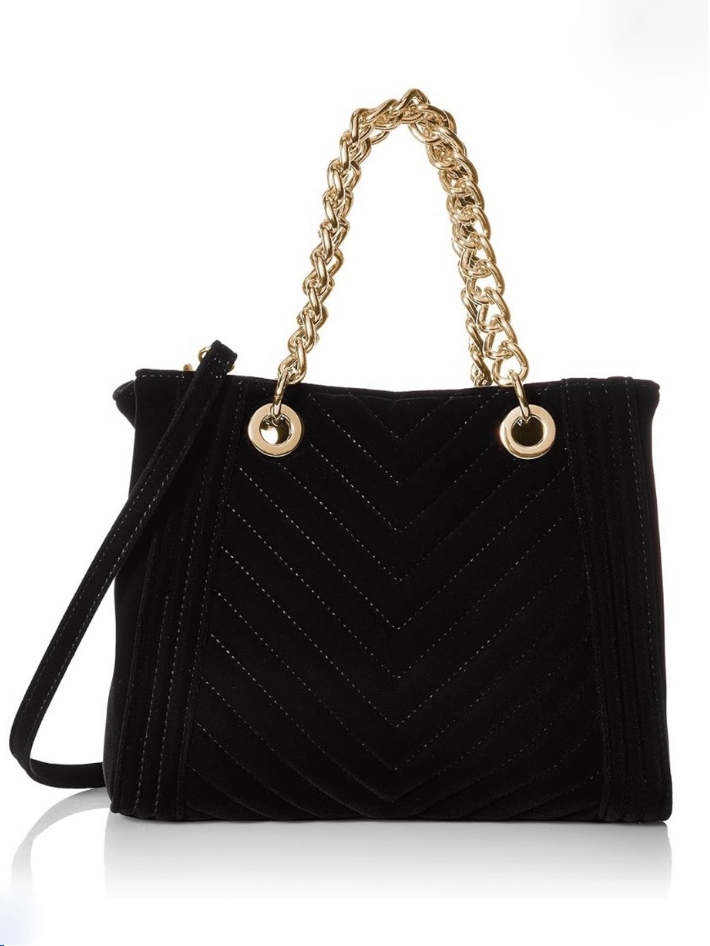ALDO Dark Navy Blue Velvet Chain Handle Bag